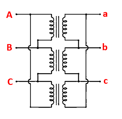 Delta-Delta connected Three-phase transformer connection